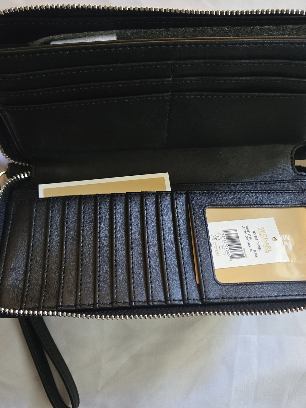 Michael Kors Black and Gold Women's Zip Wristlet Wallet - Picture 3 of 6